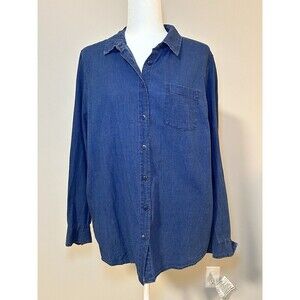 TOMMY HILFIGER Relaxed Denim Grid Check Design Women’s Shirt XL